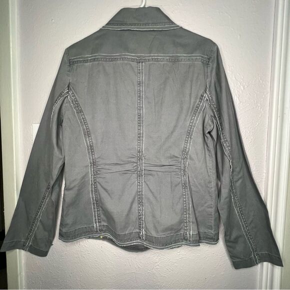 Sundance Khaki Green Gray Cotton Double Breast Blazer Women’s Jacket Sz M - Picture 3 of 11